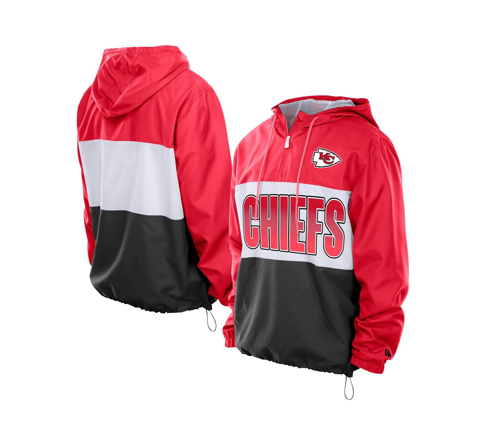 New Era Мужской Red Kansas City Chiefs Ripstop Quarter-Zip Hooded Windbreaker