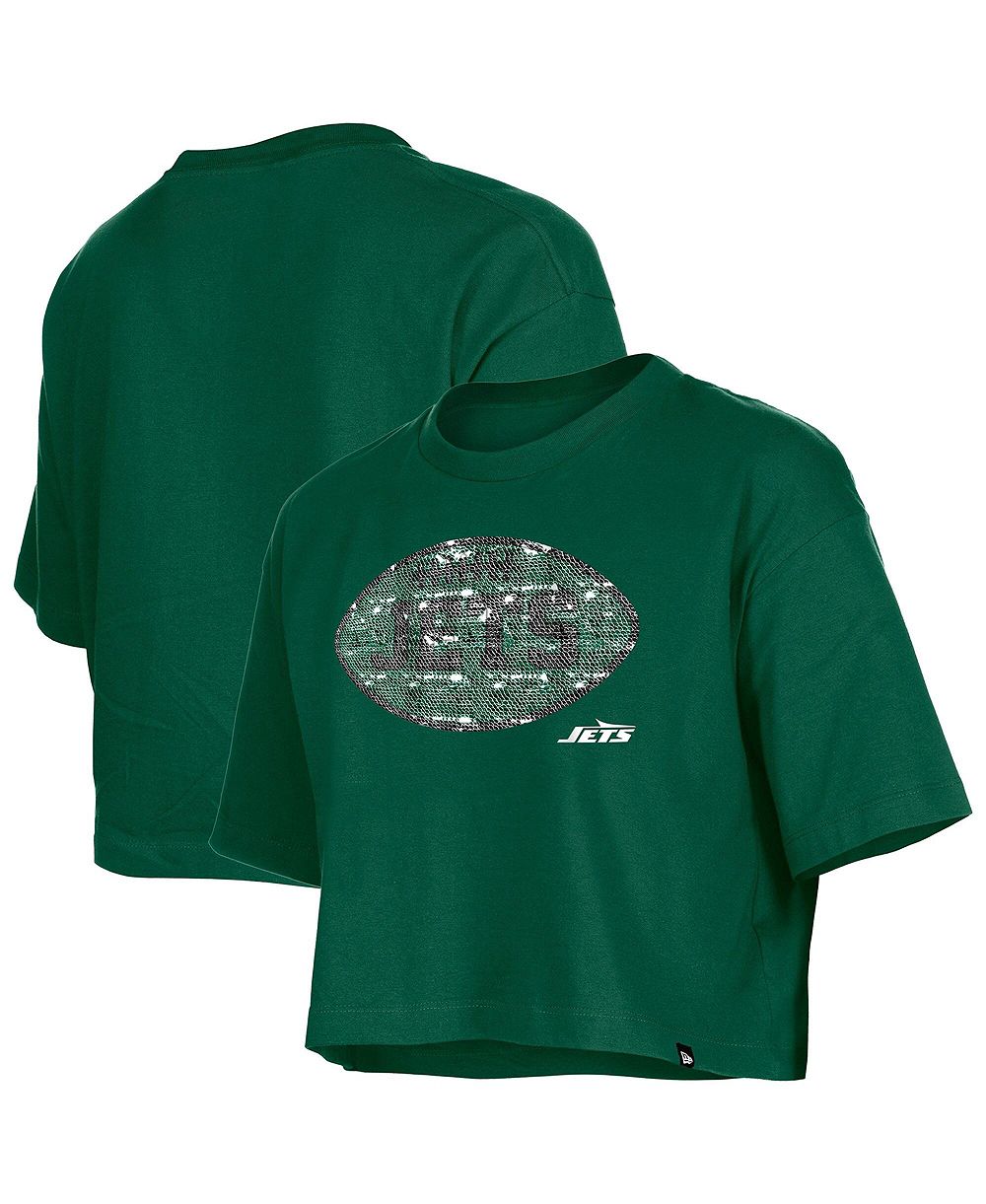 Детская футболка New Era Green New York Jets Flip Sequin Boxy