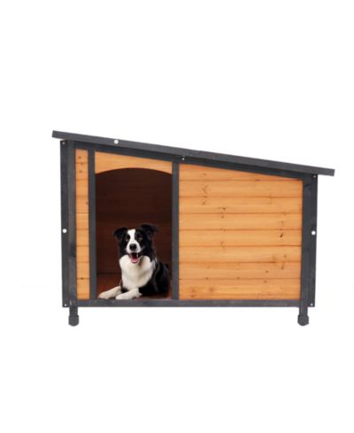 46 inch Large Dog House Indoor Outdoor Wooden Kennel Winter Insulated PVC Waterproof Roof Removable Floor