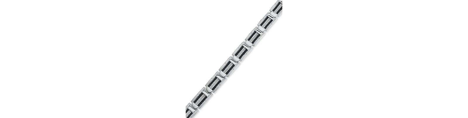 Men's Black and Grey Cable Bracelet in Stainless Steel