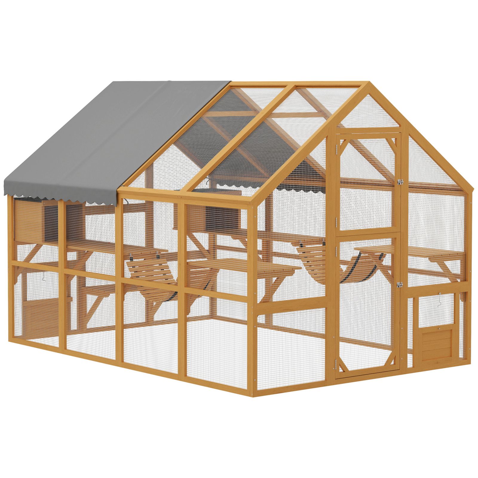 PawHut Large Catio Outdoor Cat Enclosure with Waterproof Cover,