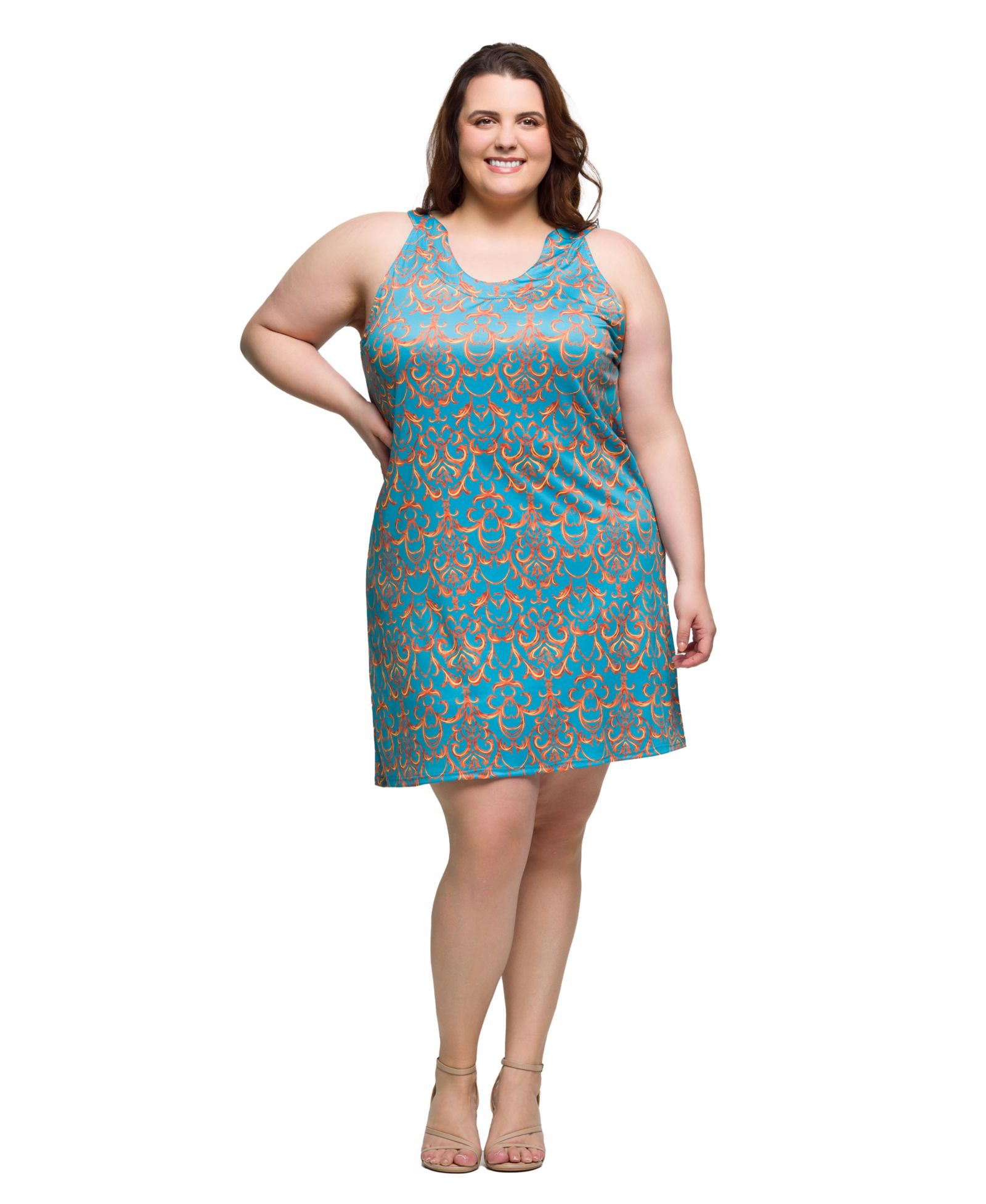 24seven Comfort Apparel Plus Size Sleeveless Knee Length Shift Dress