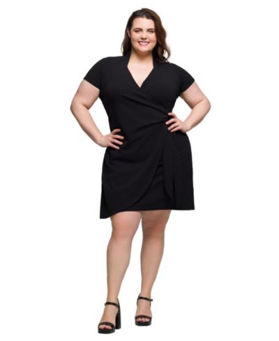 Платье 24seven Comfort Apparel Plus Size Mandarin Collar Knee Length Wrap