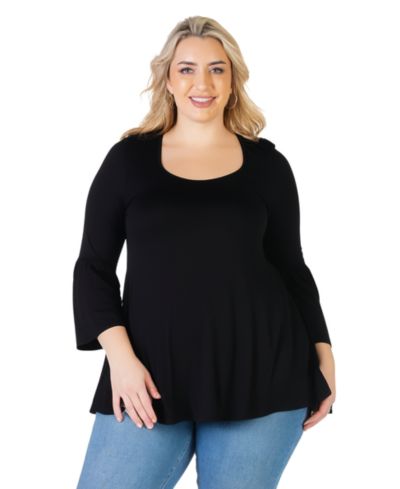 Тюник 24seven Comfort Apparel Plus Size Long Bell Sleeve Flared