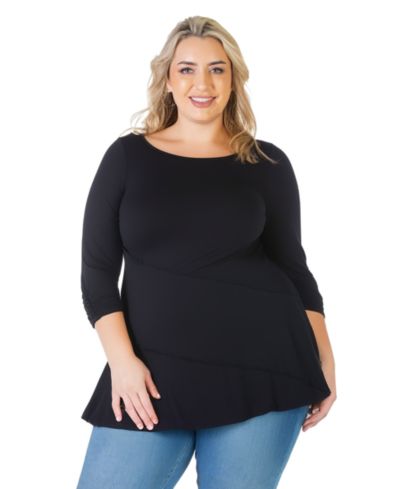 24seven Comfort Apparel Plus Size туника с драпировкой на рукавах
