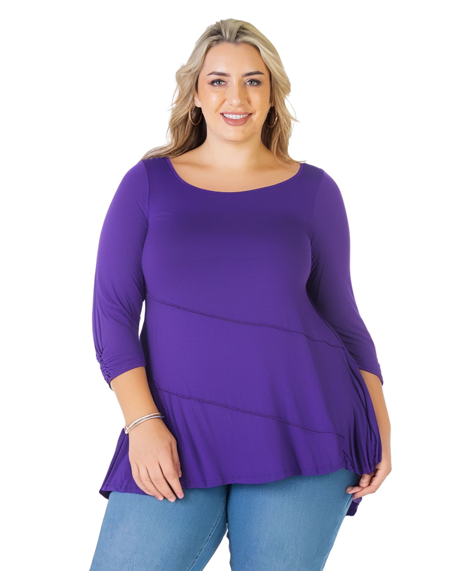 24seven Comfort Apparel Plus Size туника с драпировкой на рукавах