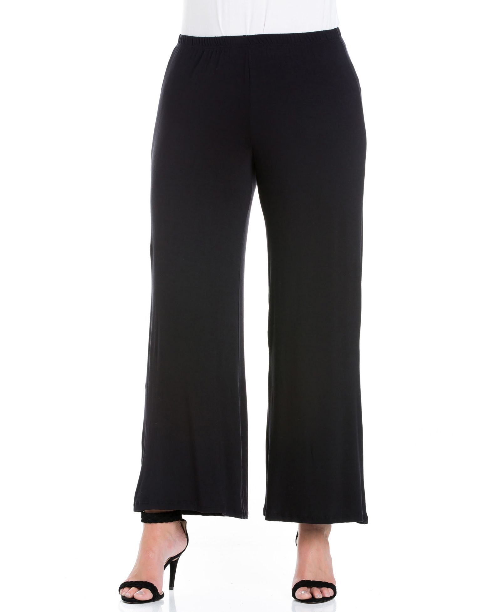 24seven Comfort Apparel Plus Size Брюки Palazzo Elastic Waist Flared Leg