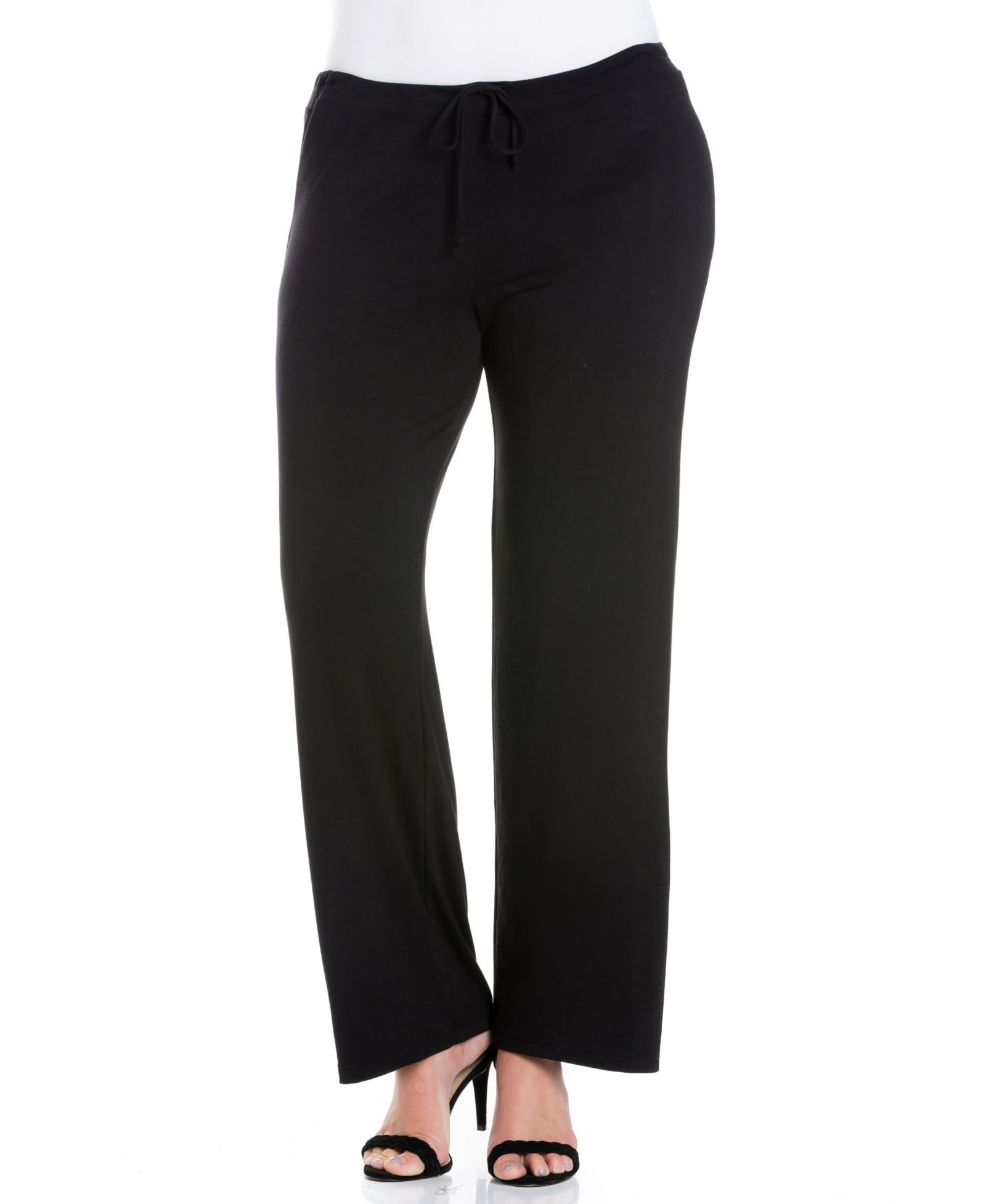 24seven Comfort Apparel Plus Size Comfortable Stretch Draw String Pants