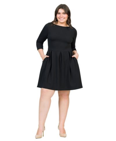 24seven Comfort Apparel Plus Size Perfect Fit and Flare Pocket Dress