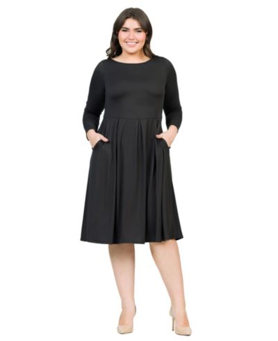 Женское платье 24seven Comfort Apparel Plus Size Long Sleeve Fit and Flare Midi