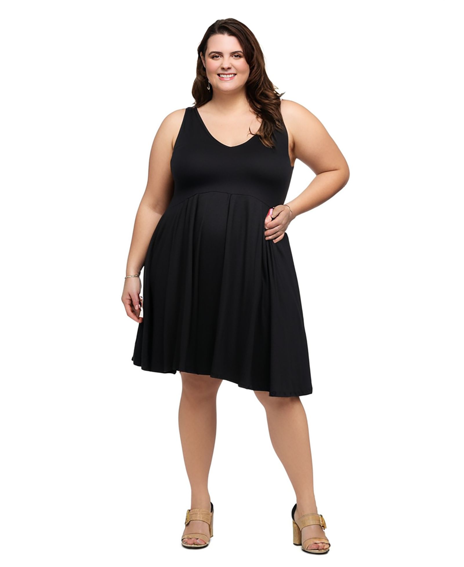 24seven Comfort Apparel Plus Size бесформенное платье миди без рукавов с карманами