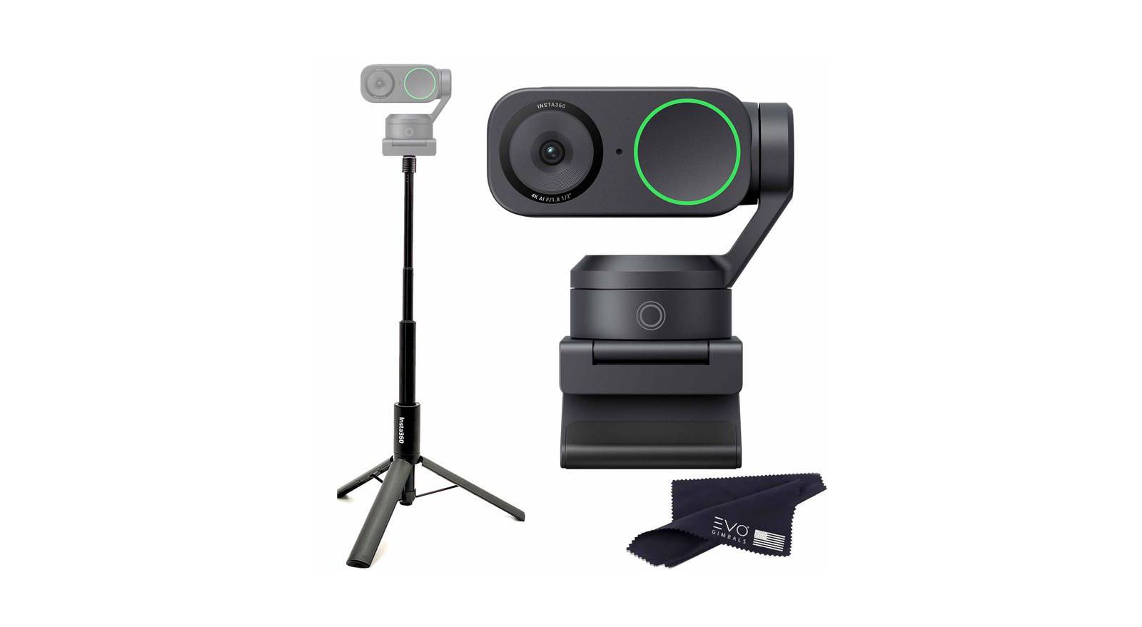 Insta360 Link 2 4K Webcam with 2-in-1 Tripod Selfie Stick for Zoom, Microsoft Teams, Google Meet, and More
