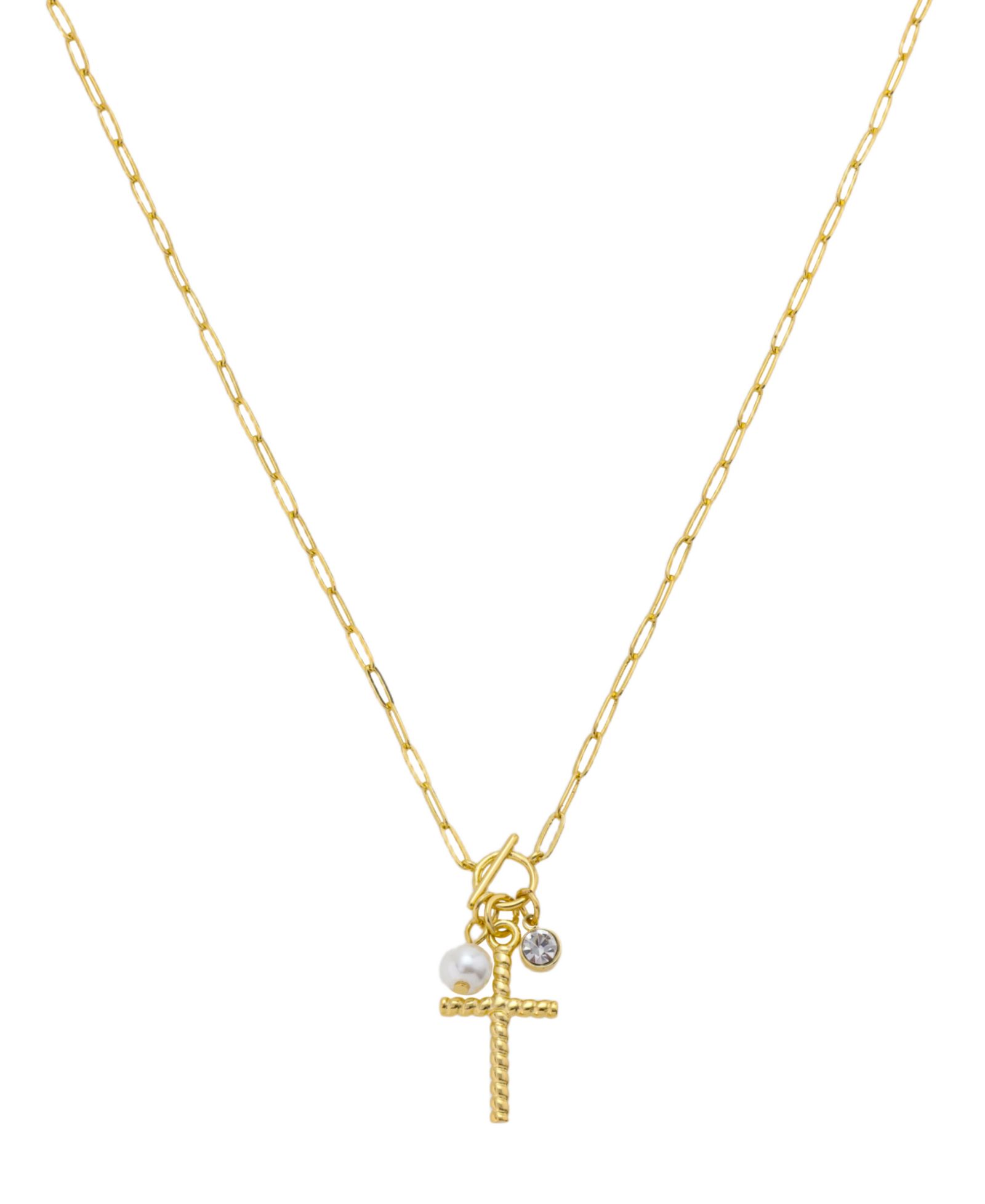 Unwritten Crystal Cross Charm Necklace