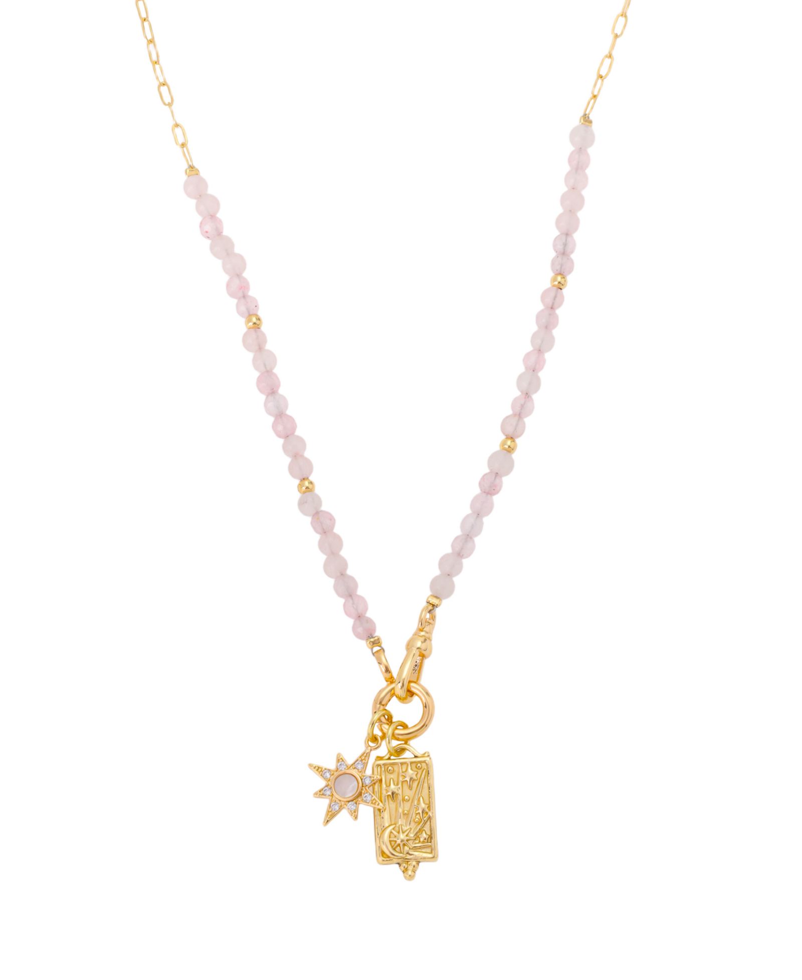 Unwritten Ожерелье с бусинами Rose Quartz и перламутром Celestial Charm