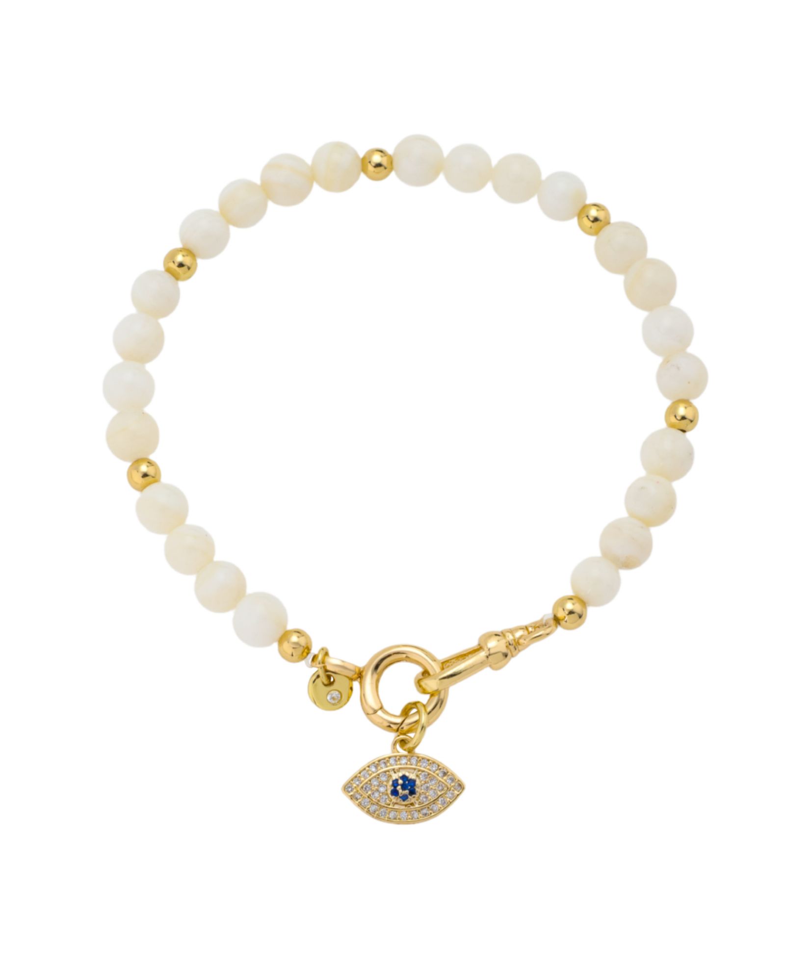 Растягивающийся браслет Unwritten с подвеской Evil Eye из перламутра и кубического циркония