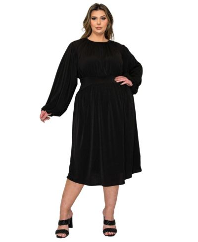 L I V D Plus Size Audrey Ruched Midi Dress
