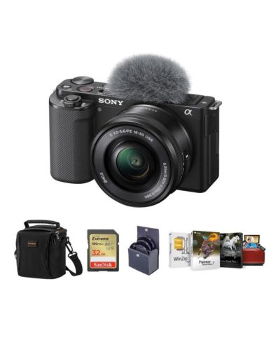 Sony ZV-E10 зеркальная камера с объективом 16-50mm, черный комплект с ПО Mac Photo Editing, SD карта 32GB, сумка, фильтр 40.5mm