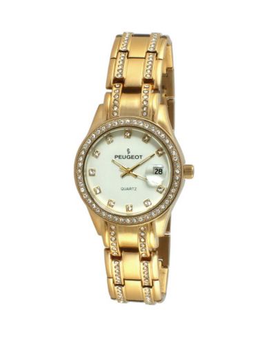 Женские часы Peugeot Round Gold Luxury Status Swarovski Crystal Bracelet Watch