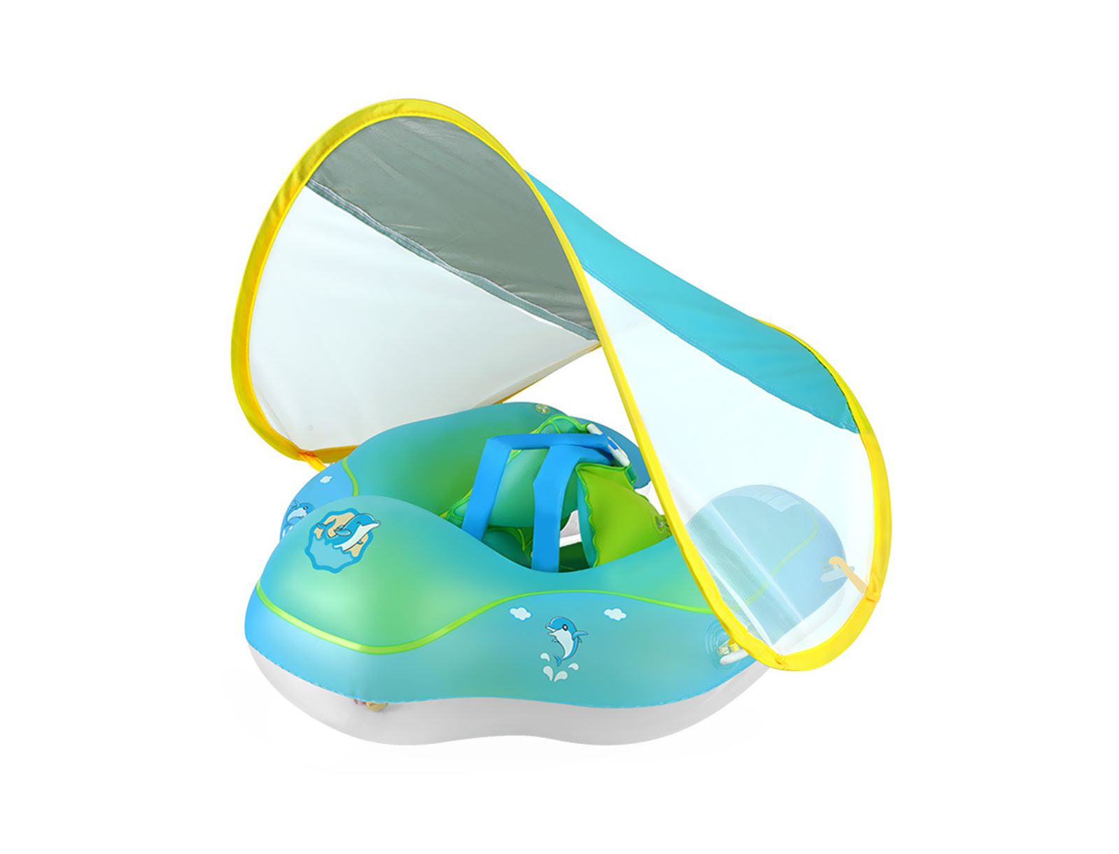Cowin Infant Dolphin-Pattern Pool Float with Canopy