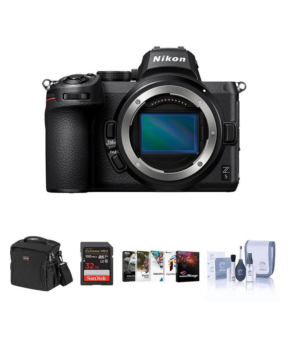 Полнокадровая беззеркальная камера Nikon Z5, комплект с картой SD 32 ГБ, сумкой на плечо, программным пакетом Corel PC и набором для чистки