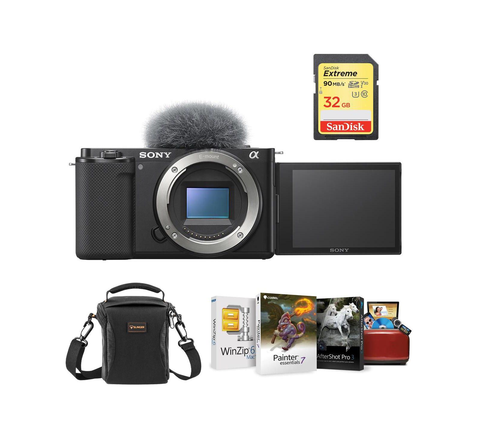 Sony ZV-E10 Mirrorless Camera (Black) with Mac Software  Accessories