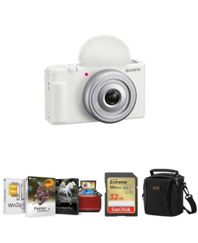 Комплект vlogging-камеры Sony ZV-1F White с ПО Corel Mac, SD-картой 32GB и сумкой через плечо