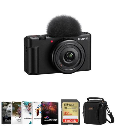 Комплект Sony ZV-1F Vlogging Camera, черный, с ПО Corel PC, SD Card 32GB и сумкой