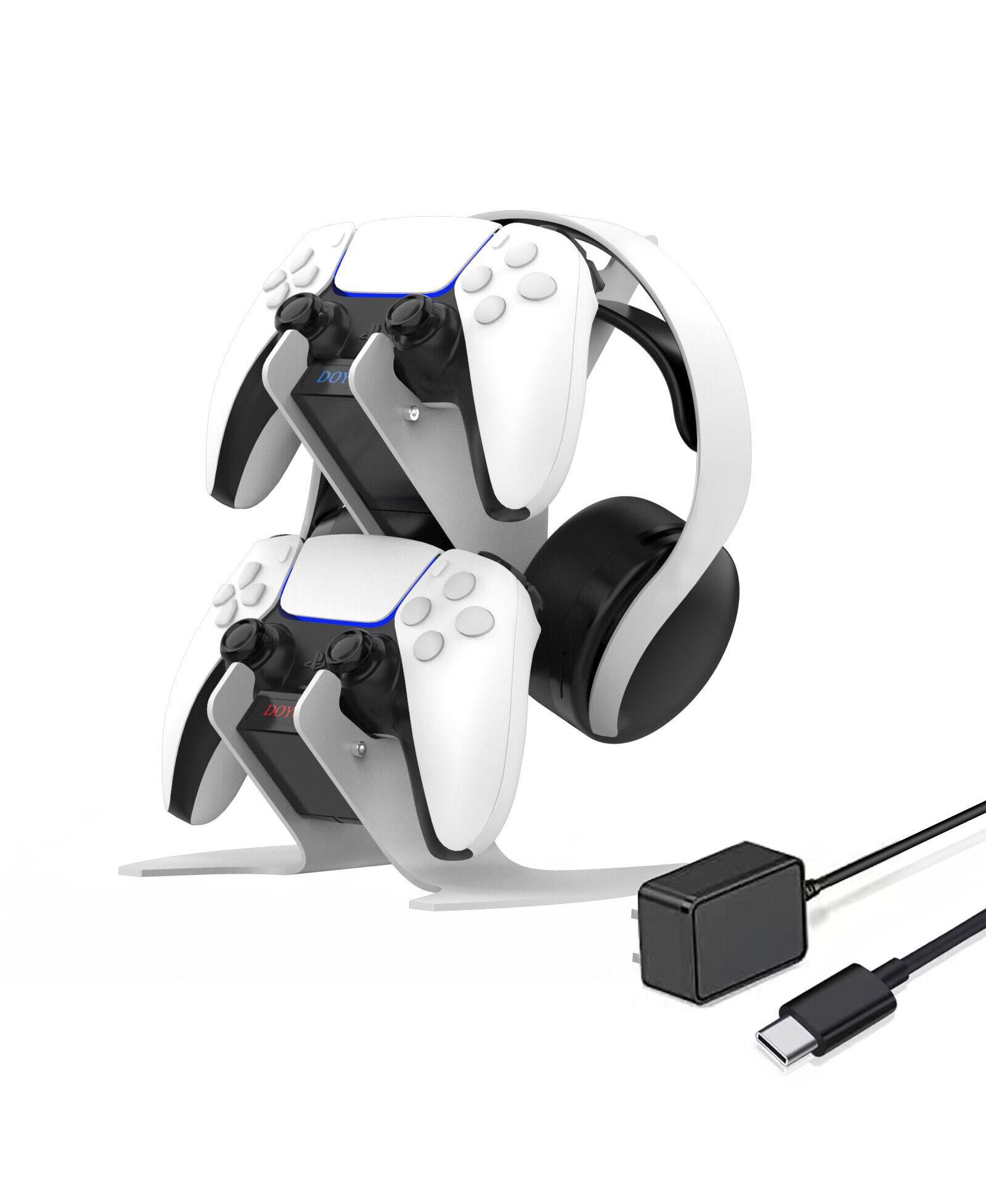 Nbcp USB-C Fast-Charging PS5 Controller Stand with Integrated Headphone Hanger