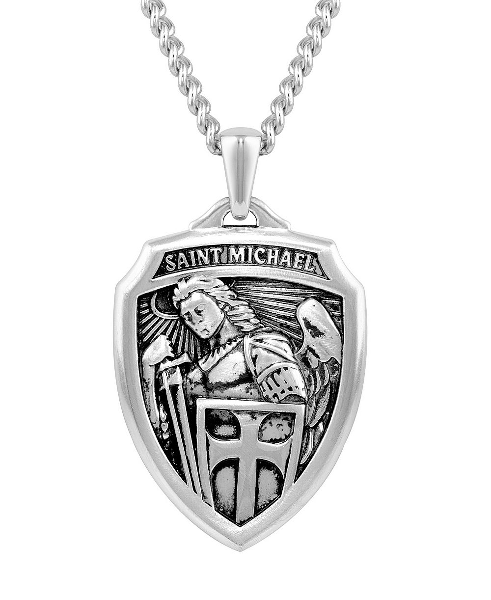 Мужской кулон Vincero St. Michael из стерлингового серебра, 21" Micro Cuban Chain