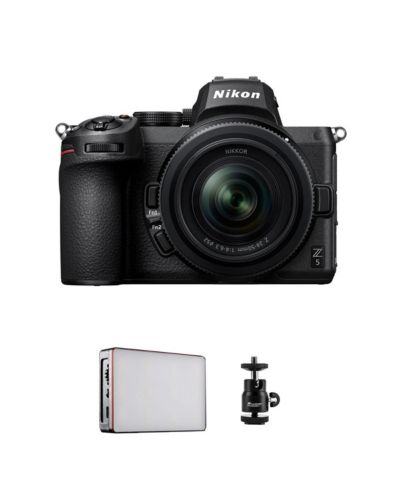 Беззеркальная камера Nikon Z5 с полнокадровым сенсором и объективом NIKKOR Z 24-50mm 4-6.3, комплект со светодиодной лампой Aputure MC RGBWW Mini и мини-головкой