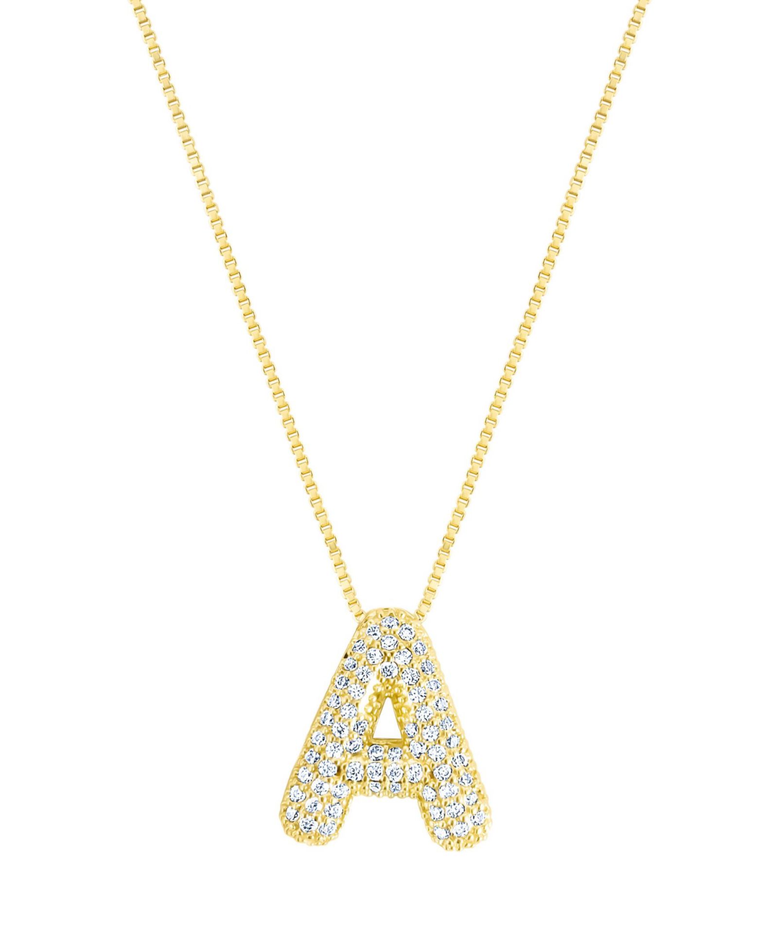 ADORNIA Gold Pave Bubble Letter Necklace