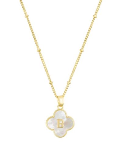 ADORNIA Gold Mother of Pearl Initial Clover Necklace
