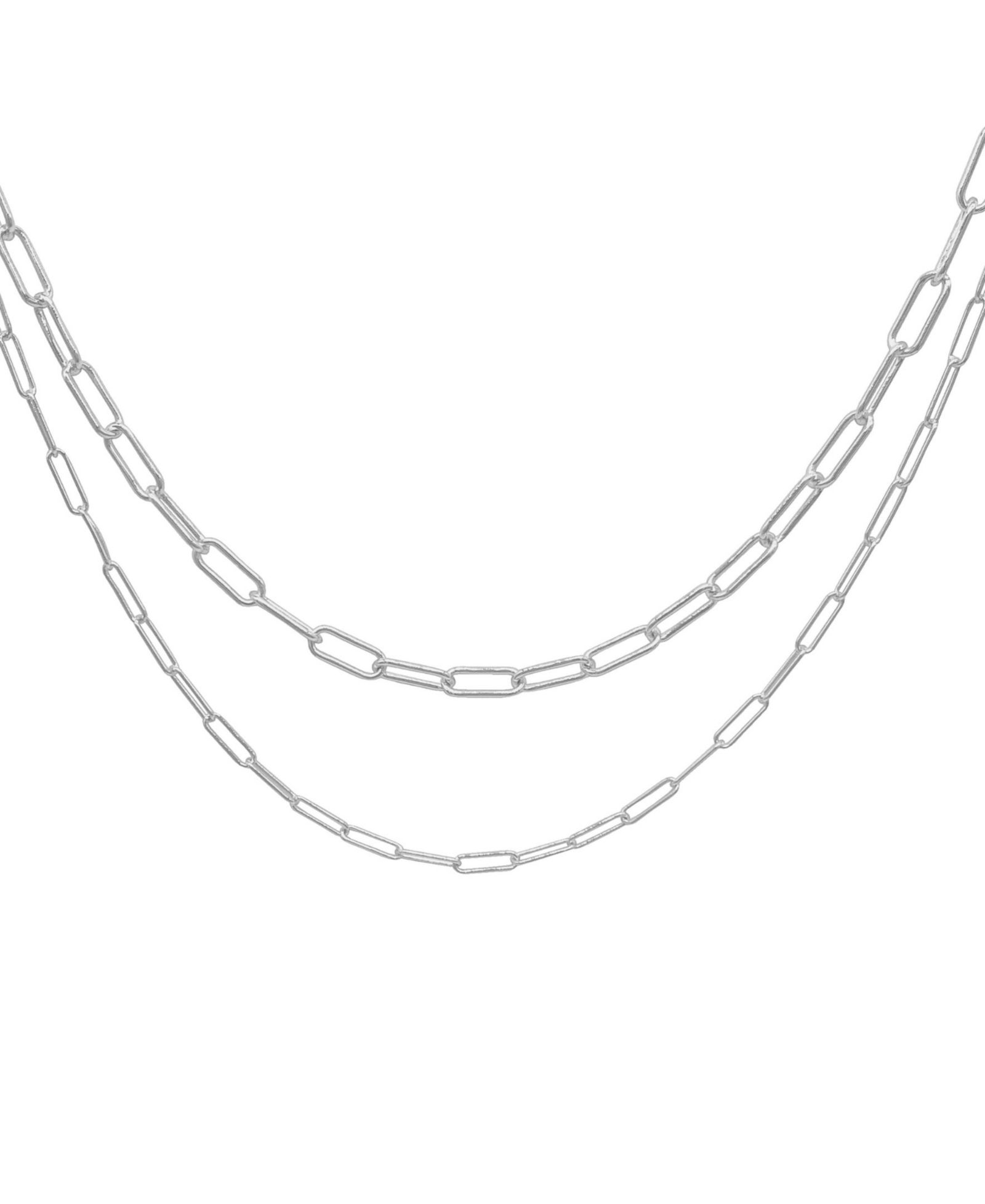 ADORNIA Silver 3mm and 4mm Paper Clip Chain Set