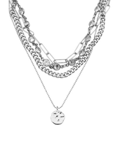 ADORNIA Silver Messy Layered Necklace