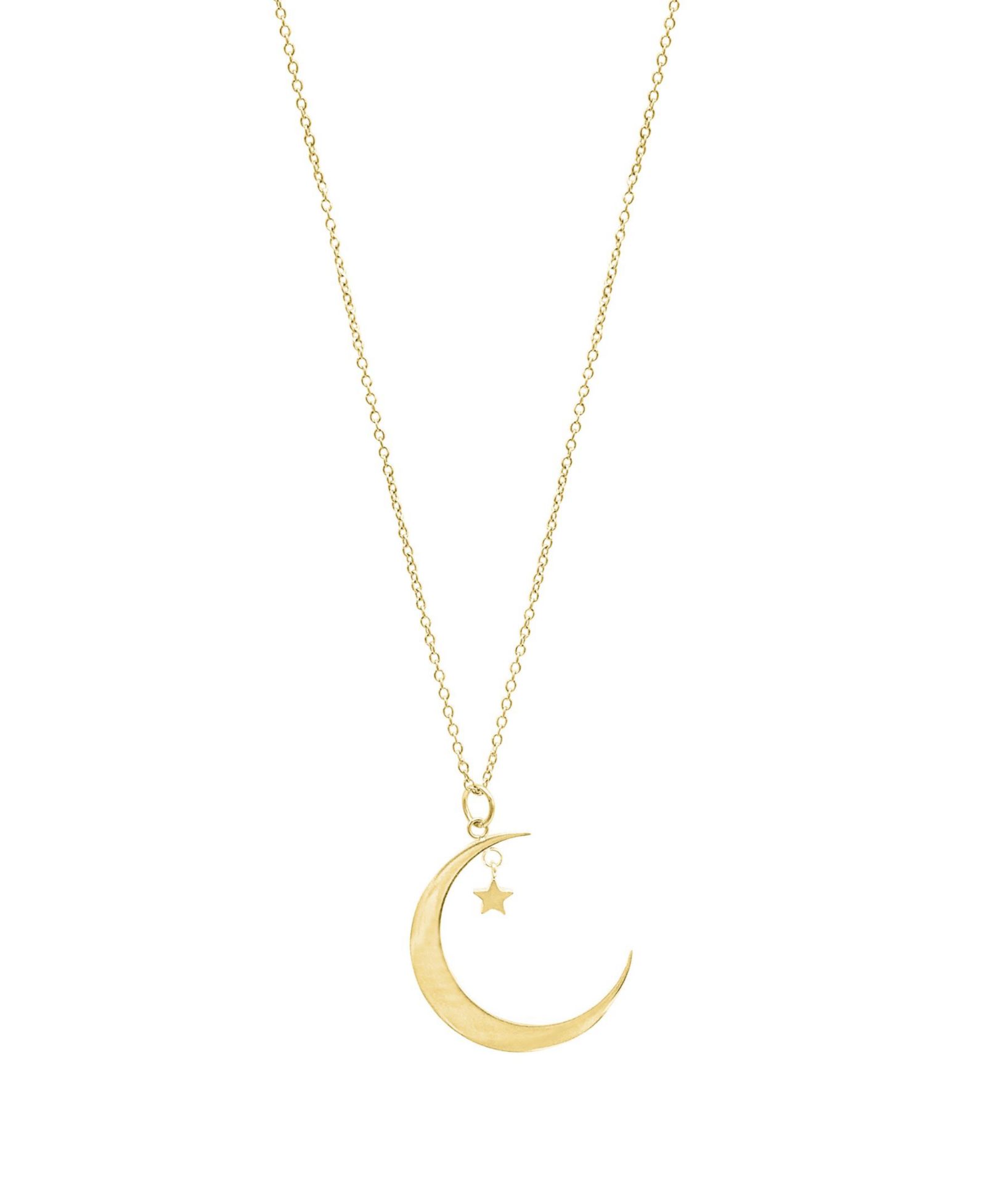 ADORNIA Gold Hanging Moon and Star Necklace