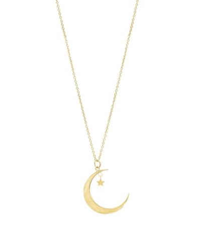 ADORNIA Gold Hanging Moon and Star Necklace