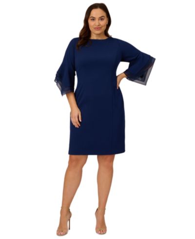 Платье-футляр Adrianna Papell Plus Size Tiered-Cuff 3/4-Sleeve Sheath