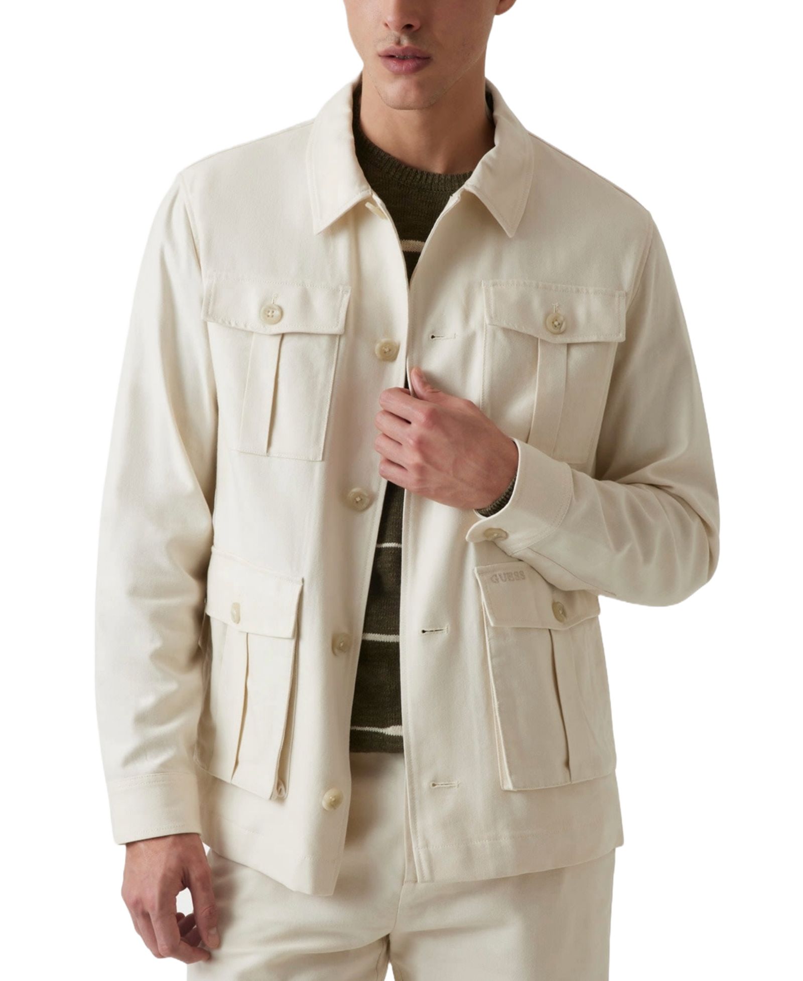 GUESS Men's Saharian Regular-Fit Twill Shirt Jacket