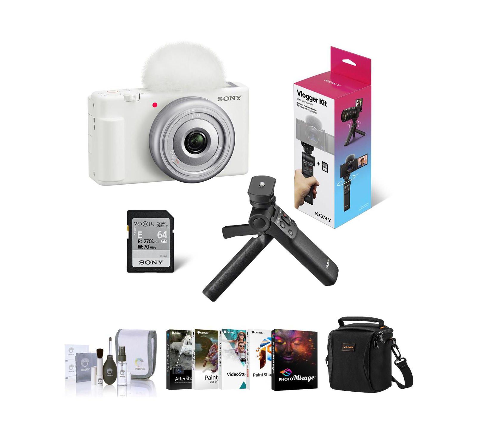 Камера Sony ZV-1F Vlogging Camera с комплектом аксессуаров ACCVC1, ПО Corel PC, сумкой и набором для чистки