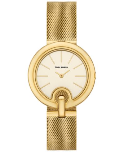 Женские часы Tory Burch The Pierced Gold-Tone Stainless Steel Mesh, 36mm
