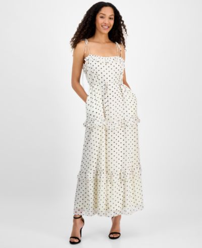 julia jordan Women's Tie-Strap Ruffle-Tier Maxi Dress