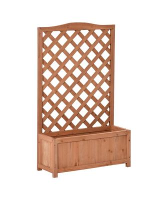 Wooden Planter Shelf with Integrated Planter Box for Plants