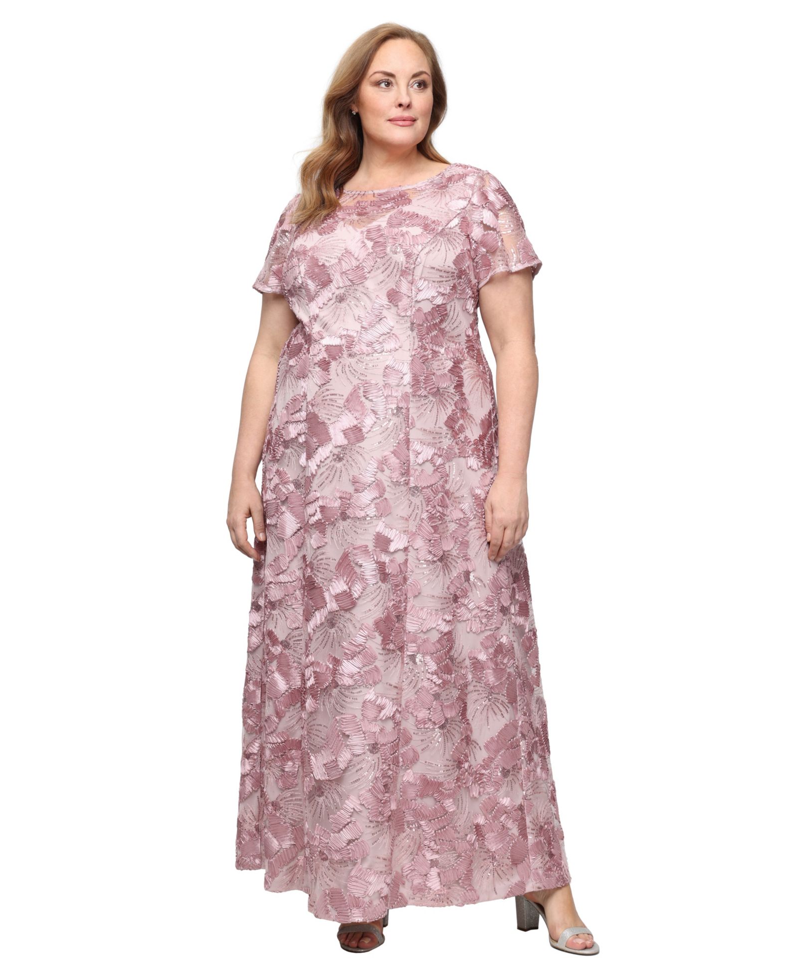 Alex Evenings Plus Soutache Sequined Evening Gown