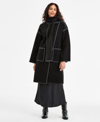 BCBGMAXAZRIA Petite Button-Front Scarf Coat