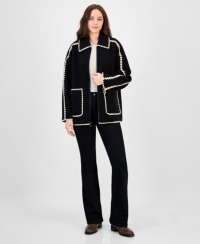 BCBGMAXAZRIA Women's Short Collared Zip Coat