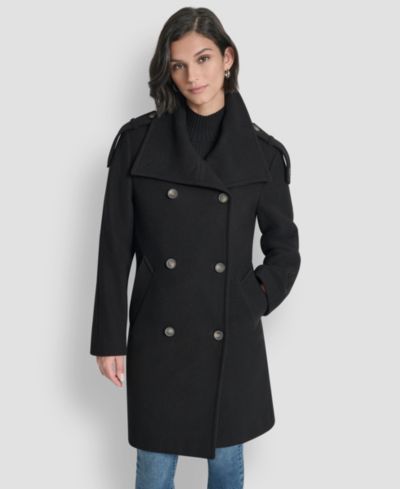 DKNY Женский Double-Breasted Funnel Neck Military Coat