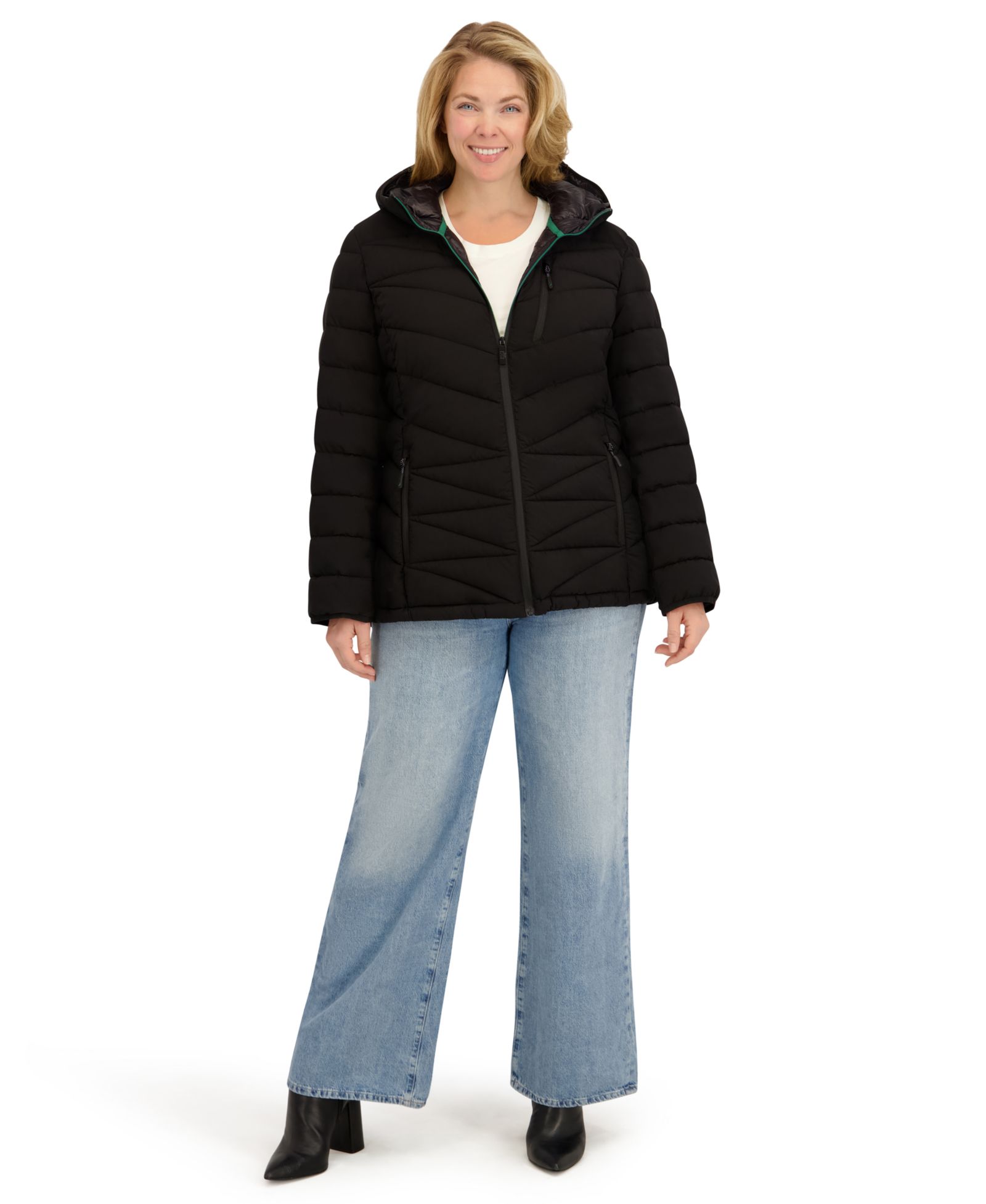 Nautica Plus Size Zip Front Short Packable Coat