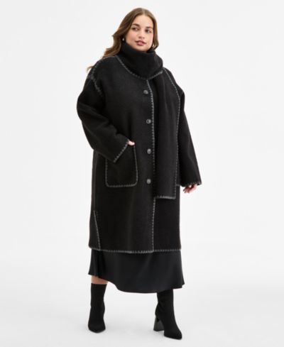 BCBGMAXAZRIA Пальто-шарф Plus Size с пуговицами и отделкой по краю