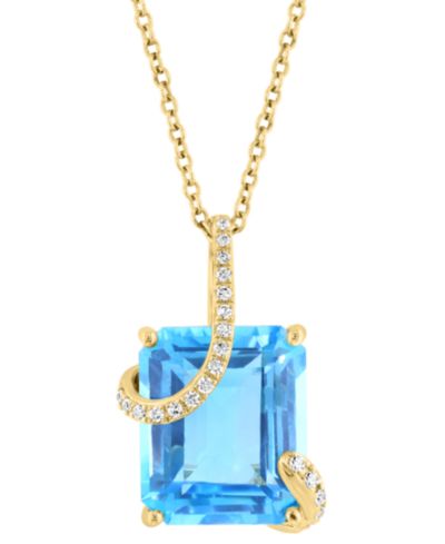 Подвеска EFFY® Blue Topaz & Diamond Wrap в 14k Gold 17" + 1" extender