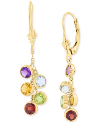 EFFY® Multi-Gemstone Dangle Drop Earrings (2-5/8 ct. t.w.) in 14k Gold